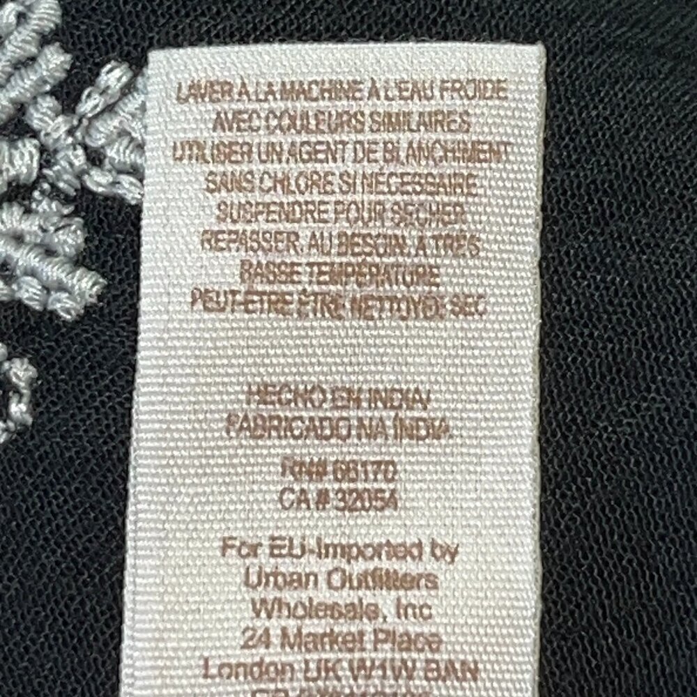 FP FREE PEOPLE STAR GAZER BLACK & BLUE LONG SLEEVE EMBROIDERED DRESS - EUC -  XS - Picture 14 of 14
